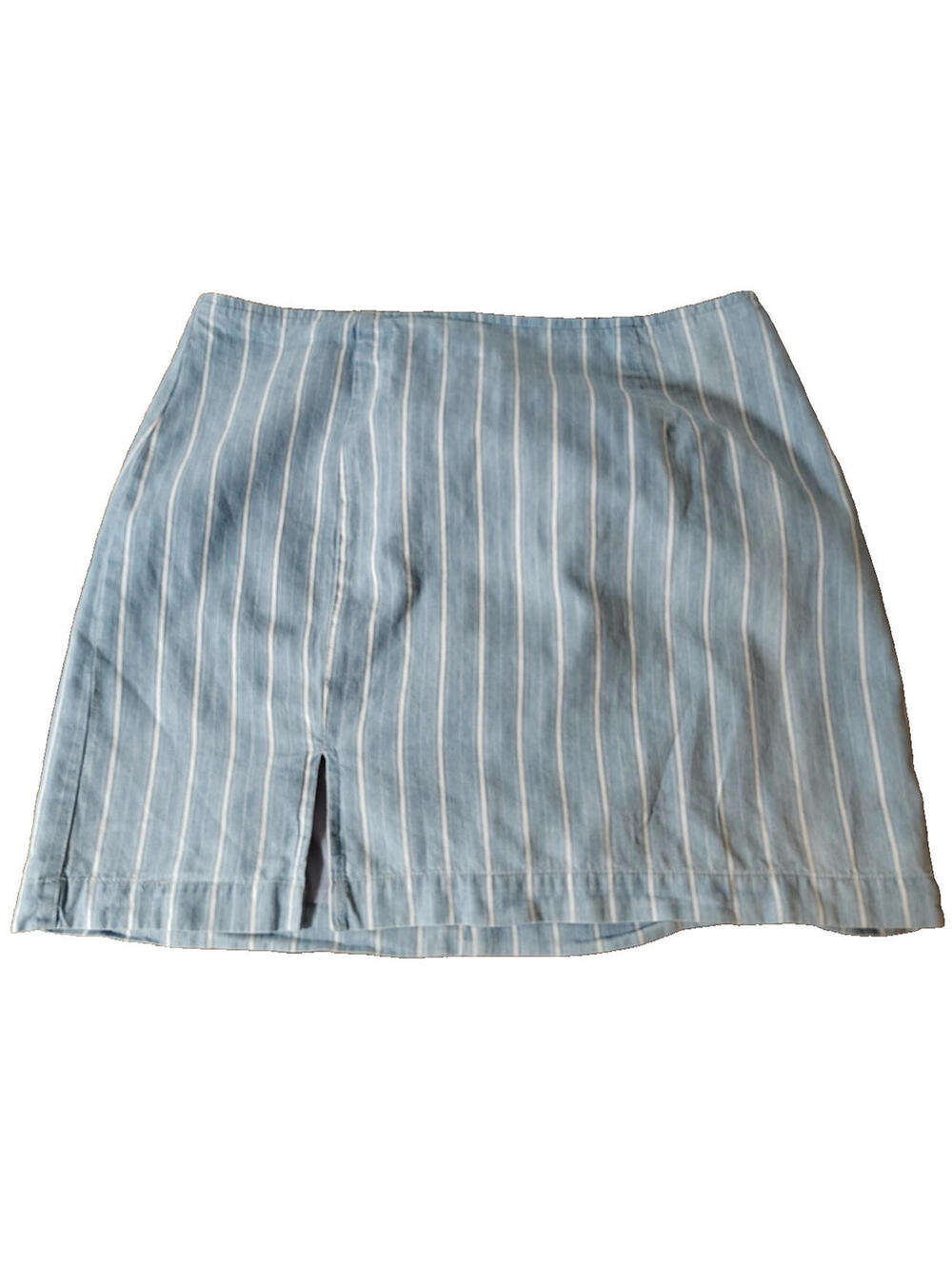 Blue Striped mini skirt slit Sz M Forever 21 Feminine